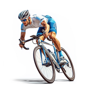 Sicherheit beim Radfahren Illustration eines Radfahrers mit Rennrad.