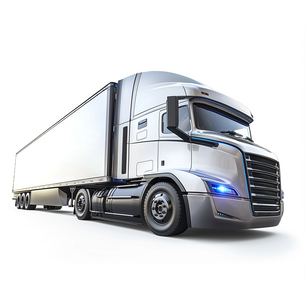 Sicherheit für LKW-Fahrer Illustration eines großen LKW auf der Straße.